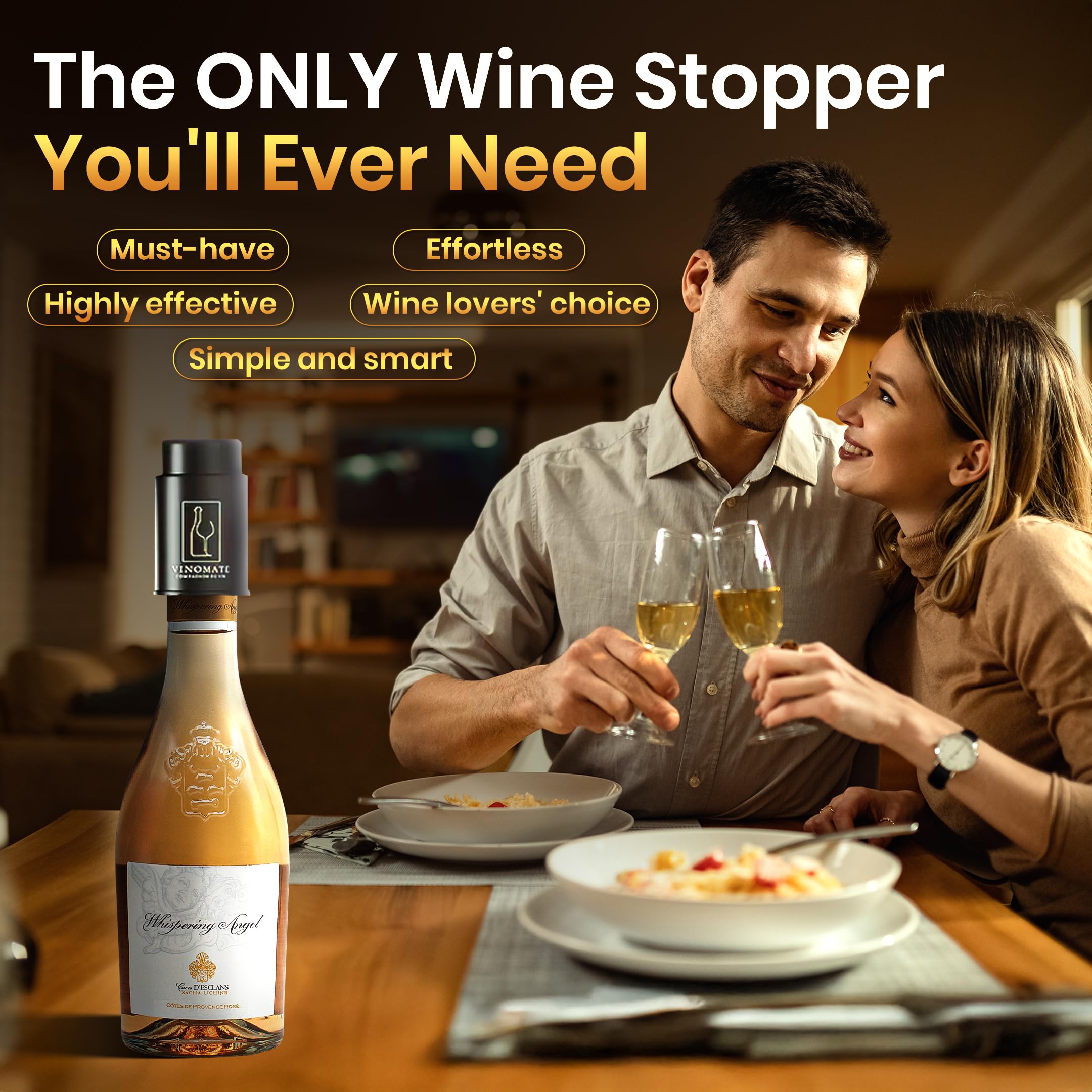 VinoMate premium-materials stopper adds durable wine bar gadget flair