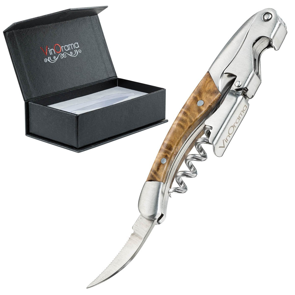 VinOrama waiters corkscrew with rosewood handle for effortless cork removal