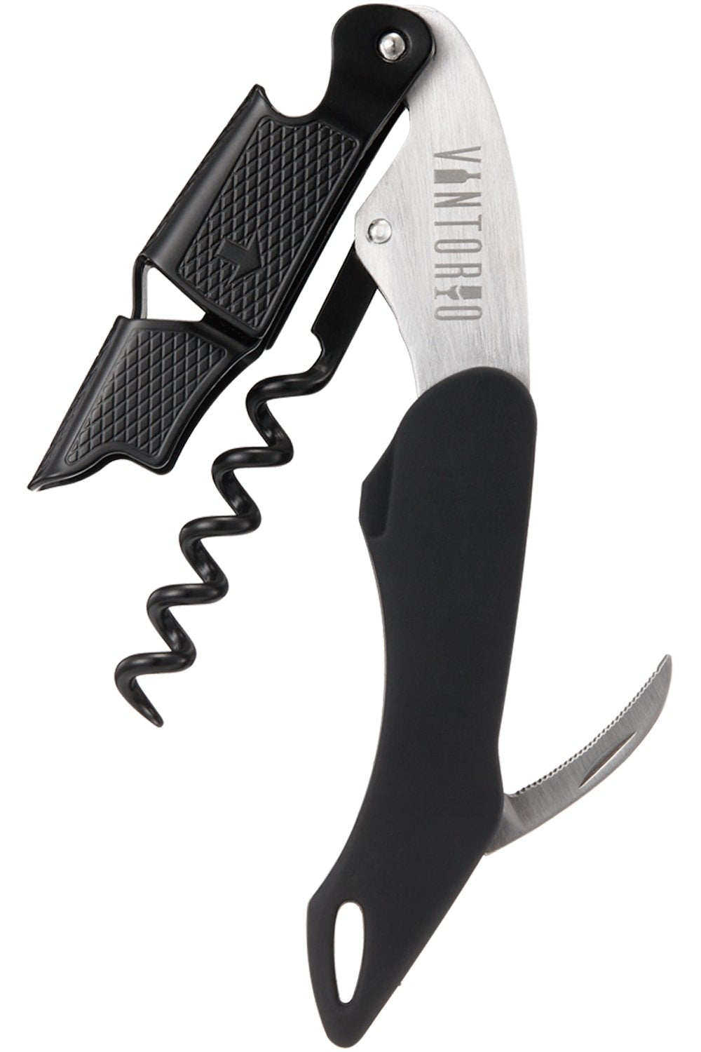 Vintorio Waiter’s Corkscrew worm close-up for smooth cork extraction.