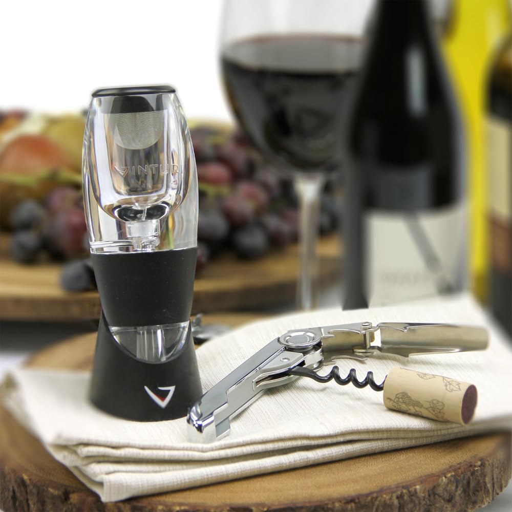 Vinturi Red Wine Aerator base black side view showcasing compact design