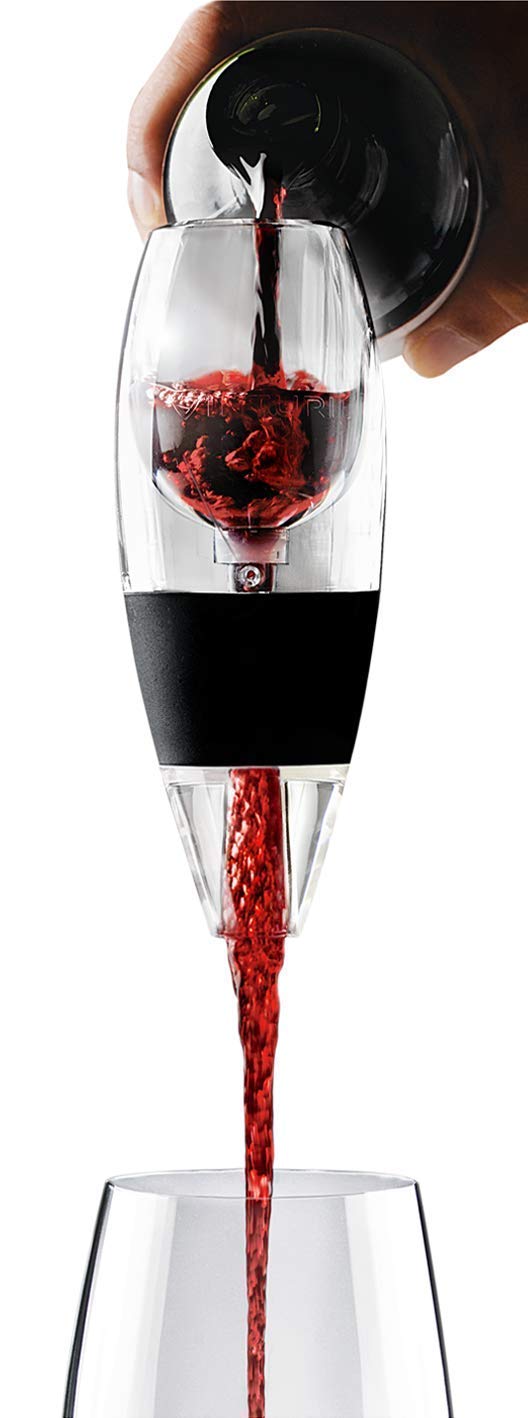 Vinturi Red Wine Aerator base black with bottle for service setup