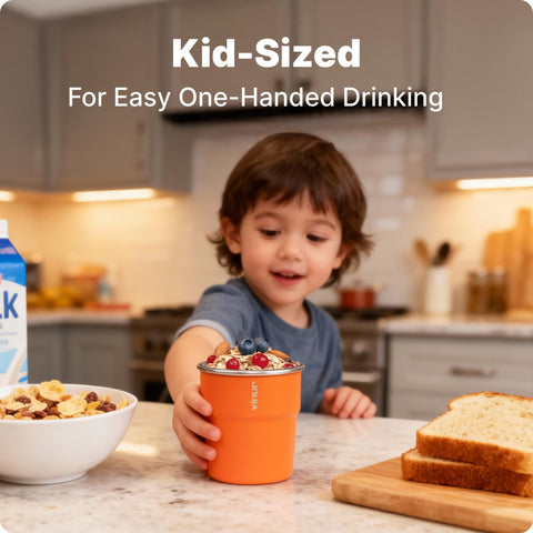 VINUR Kids orange 8oz cup ready for picnics