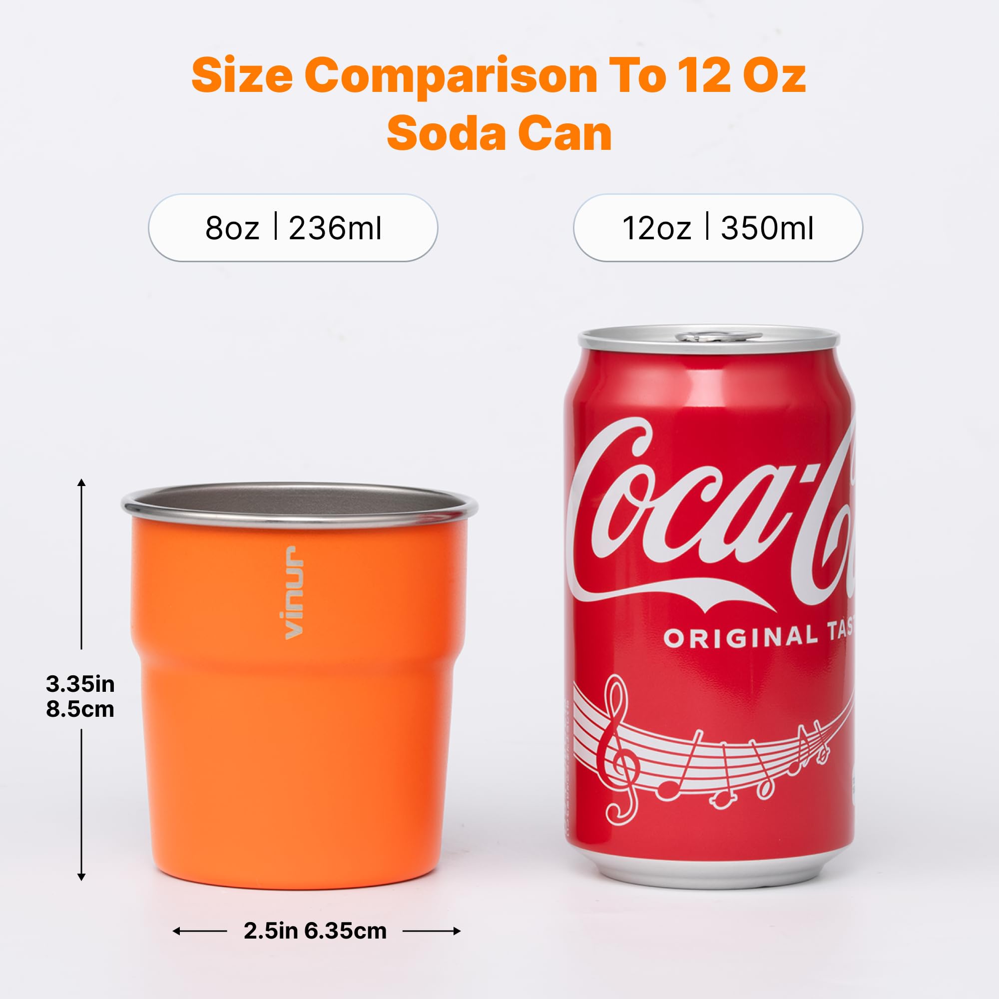 VINUR Kids travel-friendly 8oz cup fits backpacks
