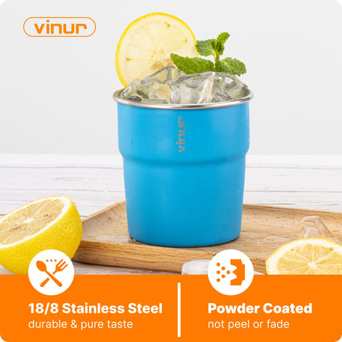 Vasos VINUR de acero inoxidable 8 oz, duraderos para aventuras.
