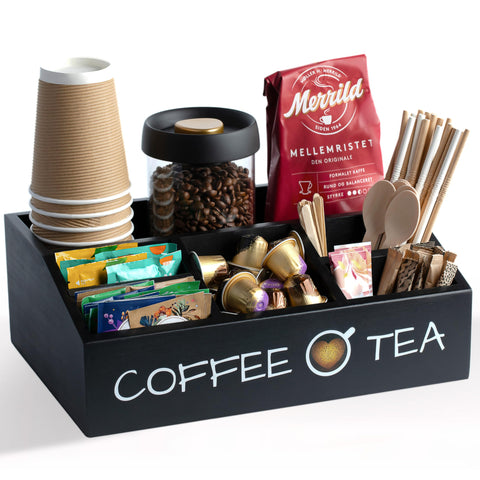 Vinvoli Coffee Station Organizer assembled on counter for easy access to pods and cups.