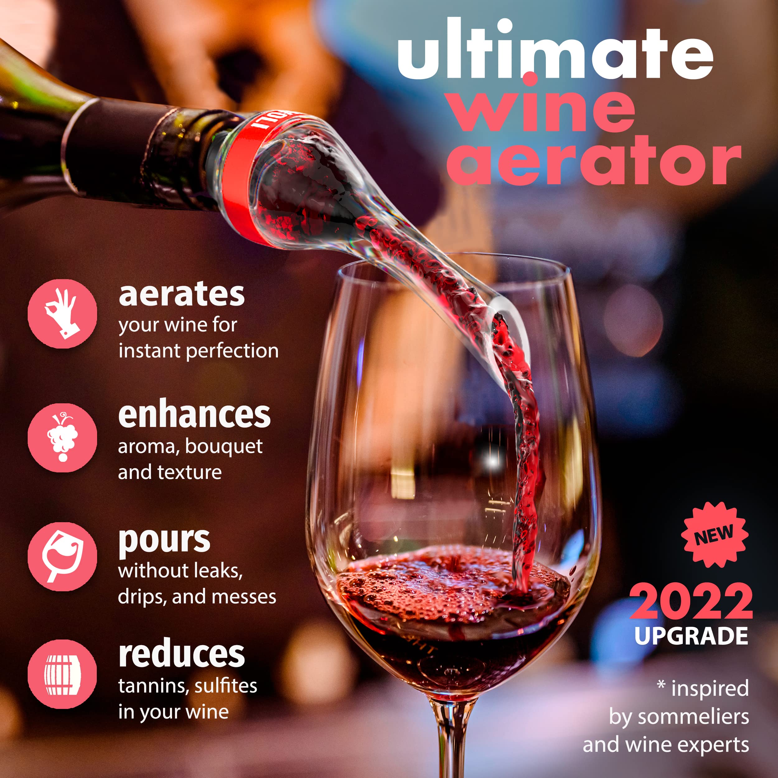 Vinvoli deluxe 2026 wine aerator in action delivering precise pours.