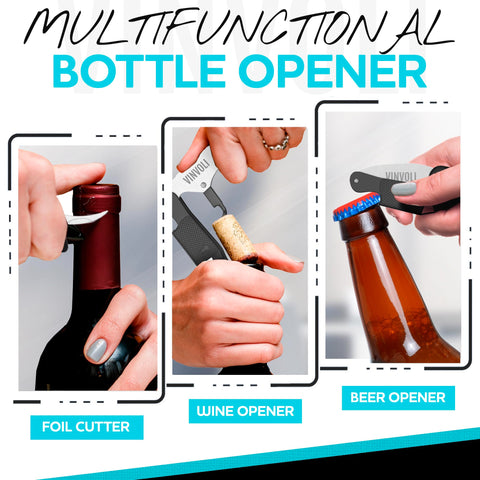 Vinvoli double-hinged fulcrum eases removing long corks for effortless service.