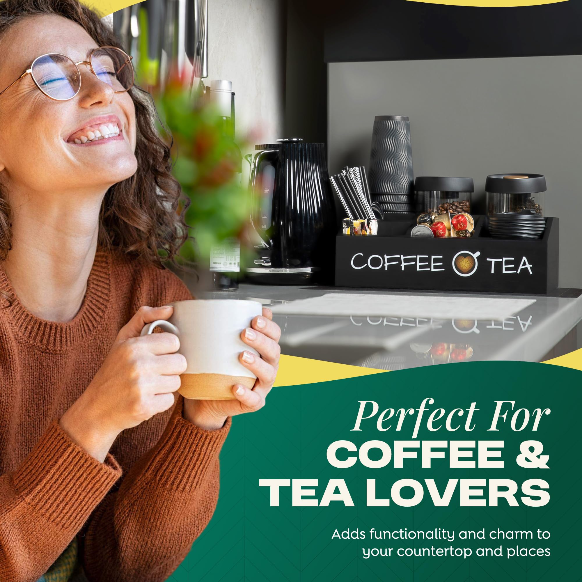 Vinvoli versatile organizer doubles as tea bag holder or condiment organizer.