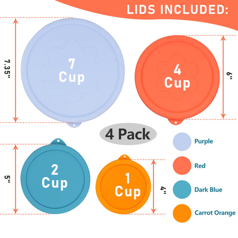 Viotiin 2 cup silicone lid fits Pyrex bowls, ideal for leftovers.