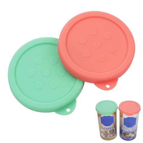 Viotiin silicone powder cleanser lid on 12oz Bar Keepers Friend can seals moisture and prevents clumping.