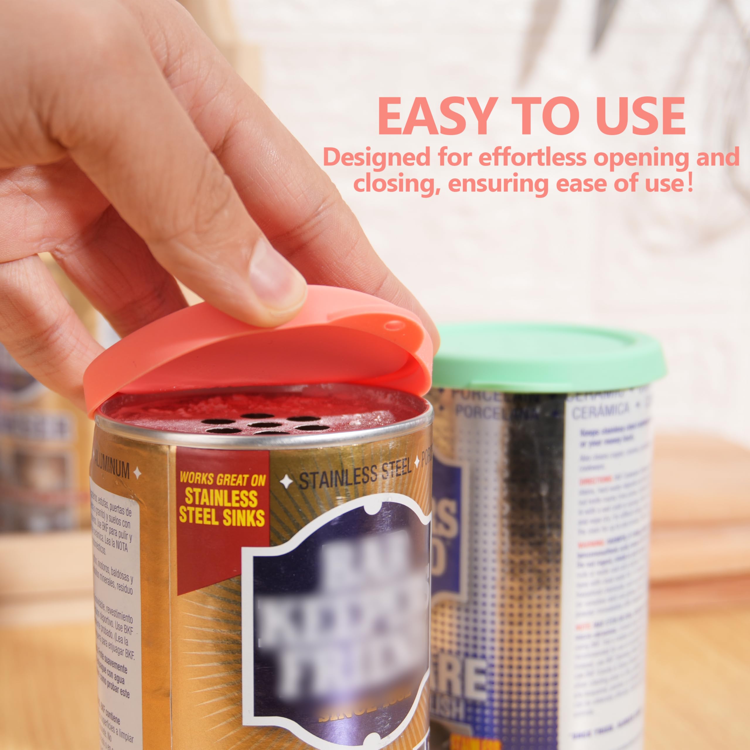 Viotiin silicone powder cleanser lid in bright colors aids quick identification.