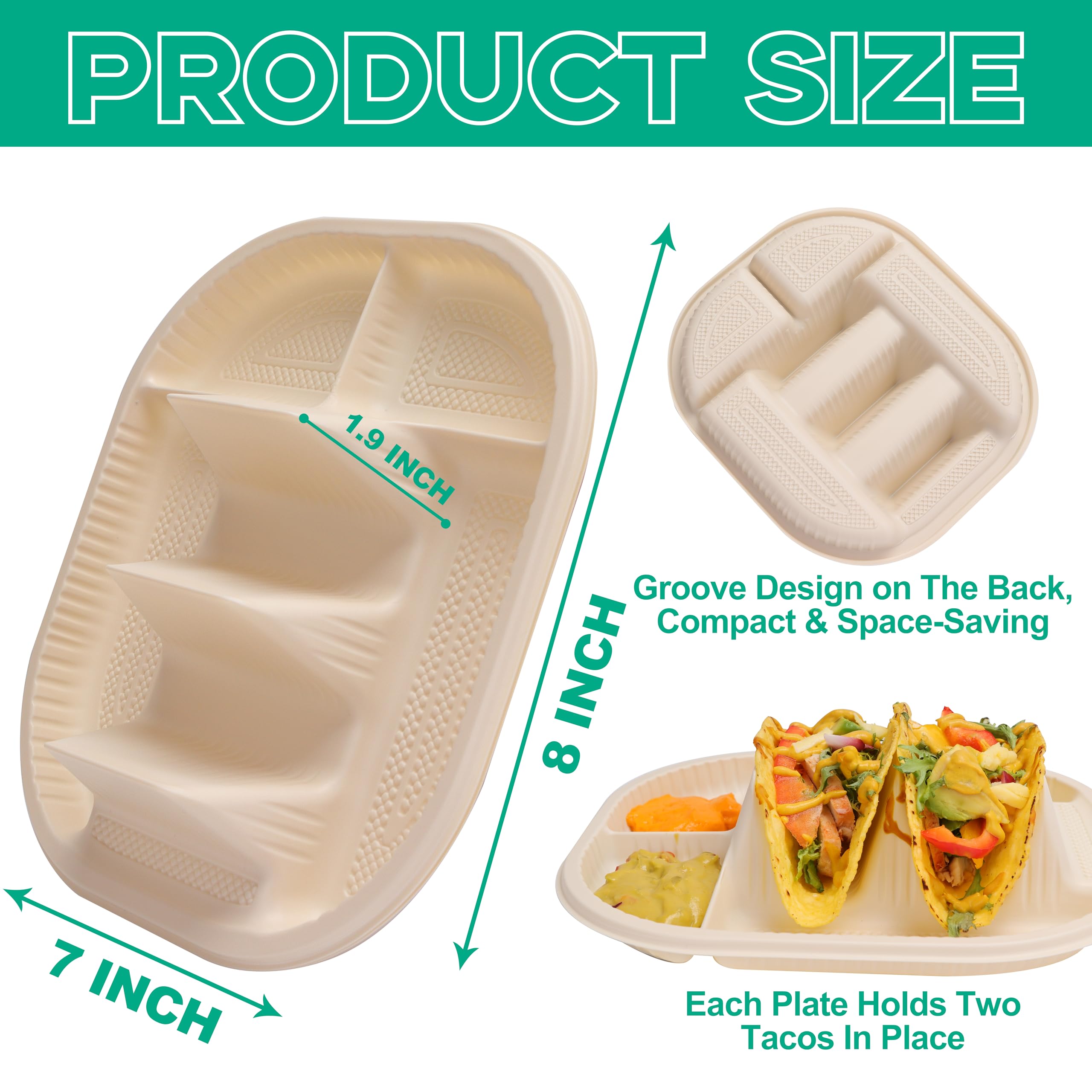Viotiin taco plates with two dividers keeping shells upright for mess-free serving