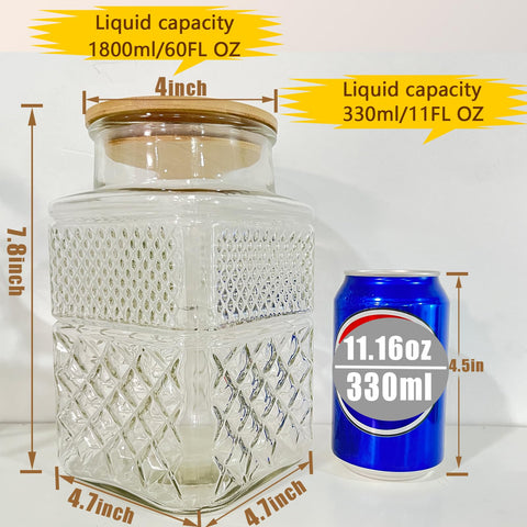 Viovian square thick glass storage jar with clear view