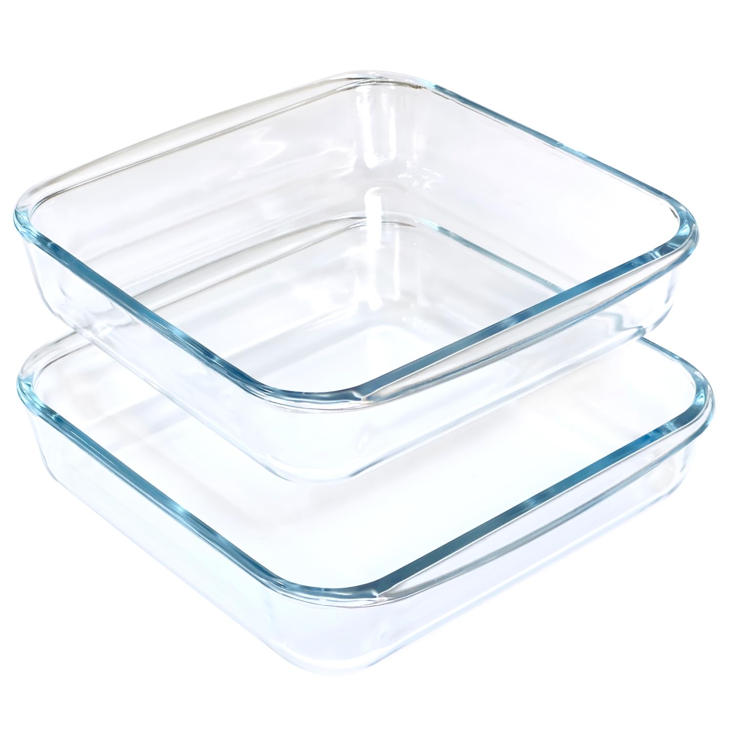 VIPHIEC 1.6-Qt square tempered glass baking dishes in packaging for easy storage