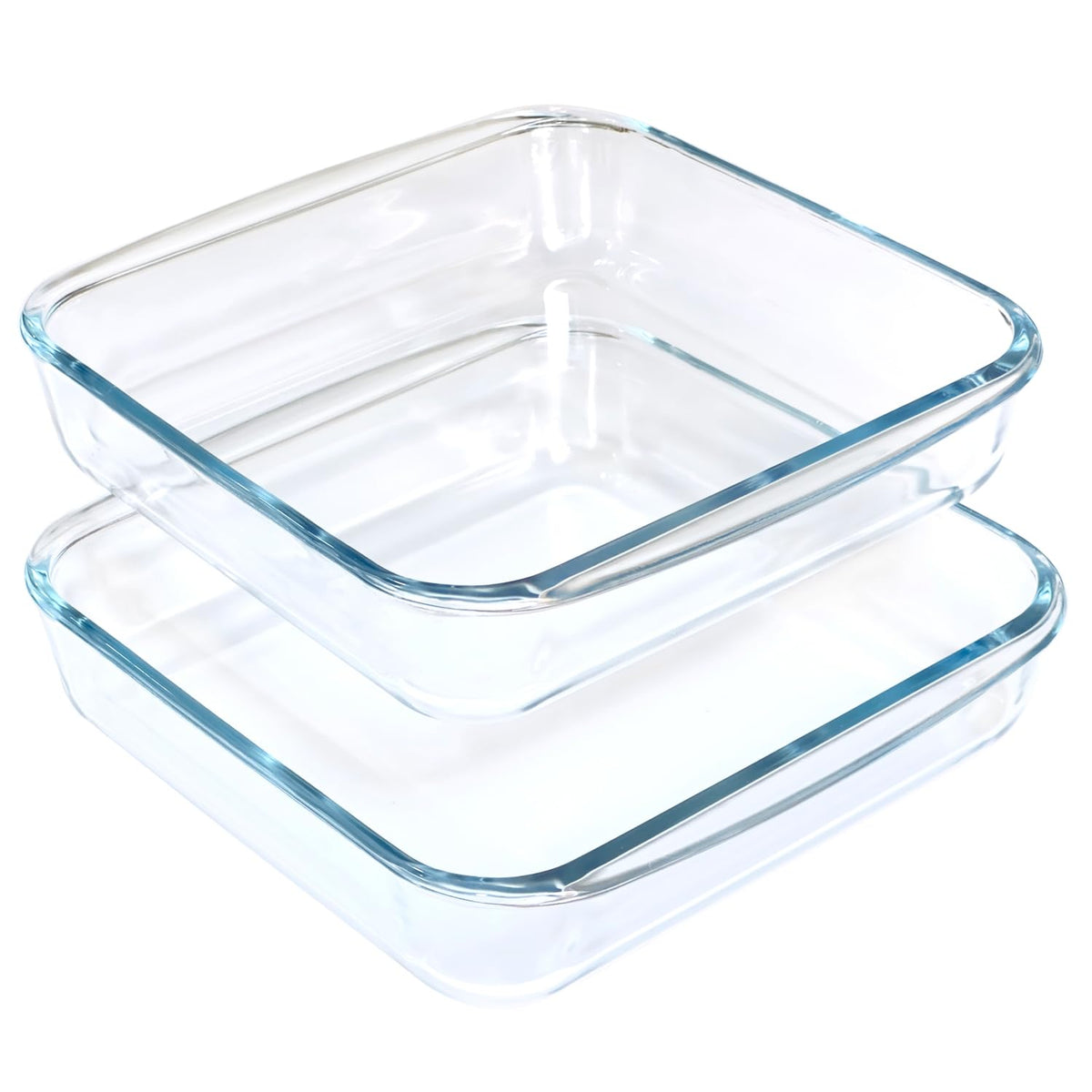 VIPHIEC 1.6-Qt square tempered glass baking dishes in packaging for easy storage