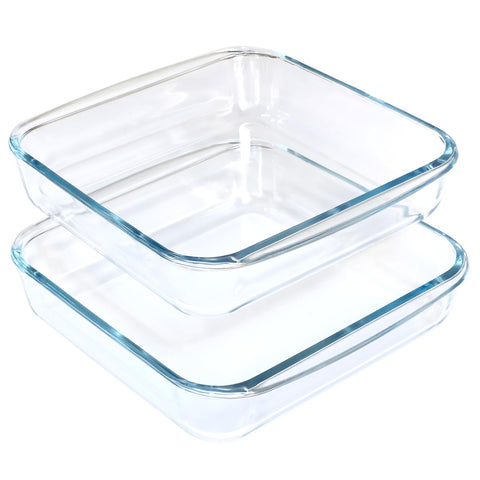 VIPHIEC 1.6-Qt square tempered glass baking dishes in packaging for easy storage