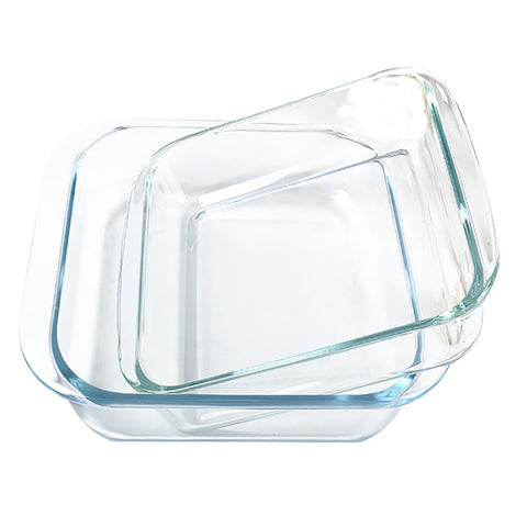 VIPHIEC 1.6-Qt square tempered glass baking dishes set two on display
