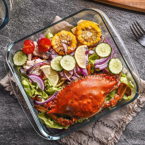 VIPHIEC 1.6-Qt glass dish on a dishwasher-safe rack for cleanup