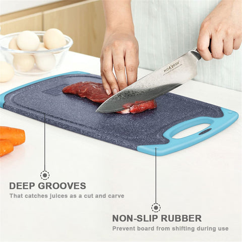 Viretang aqua medium cutting board ideal for vegetables and organized prep.