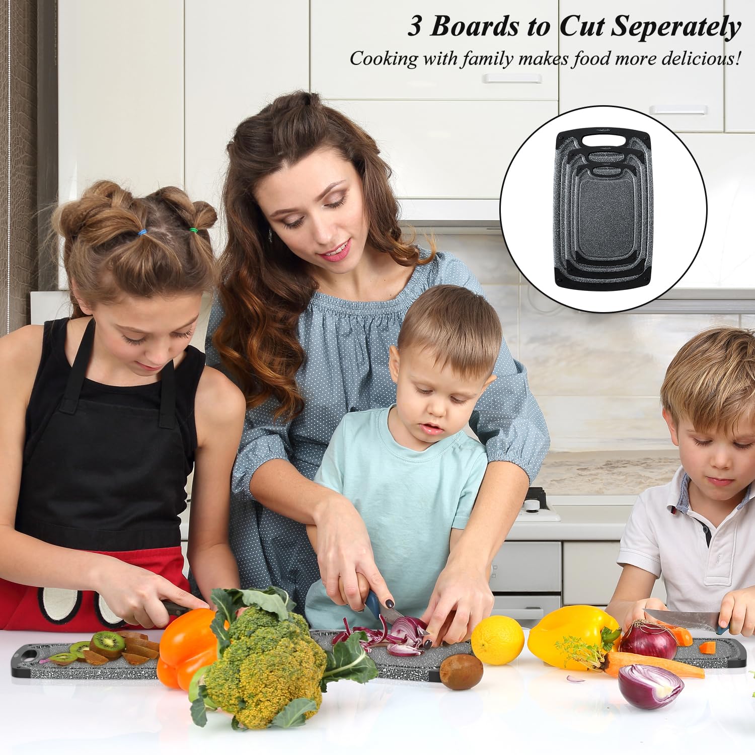 Viretang cutting-board juice-groove catches liquids to keep counters clean