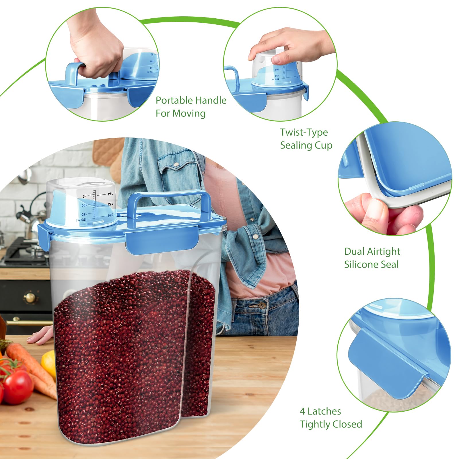 Viretec BPA-free storage container ensures safe, durable pantry organization.