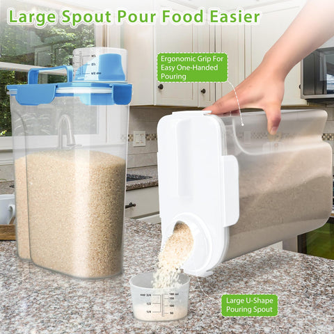 Viretec rice storage container clear body allows quick ingredient checks at a glance.