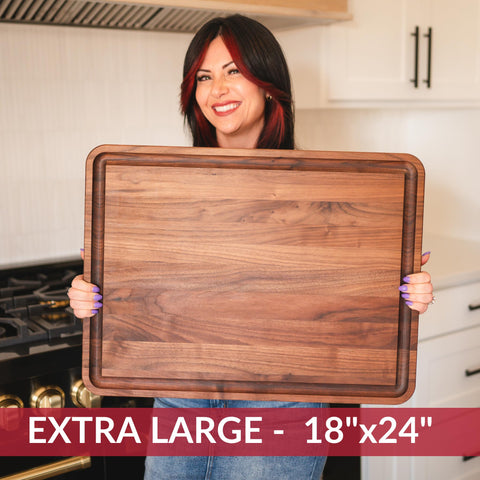 Made in USA, sustainable walnut wood used for Virginia Boys Kitchens cutting board