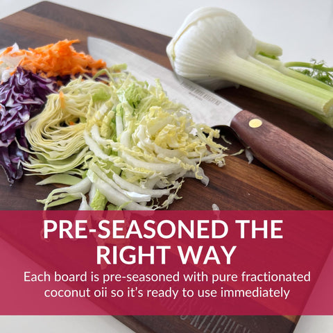 Virginia Boys Kitchens food-safe coconut oil finish enhances safe prep.