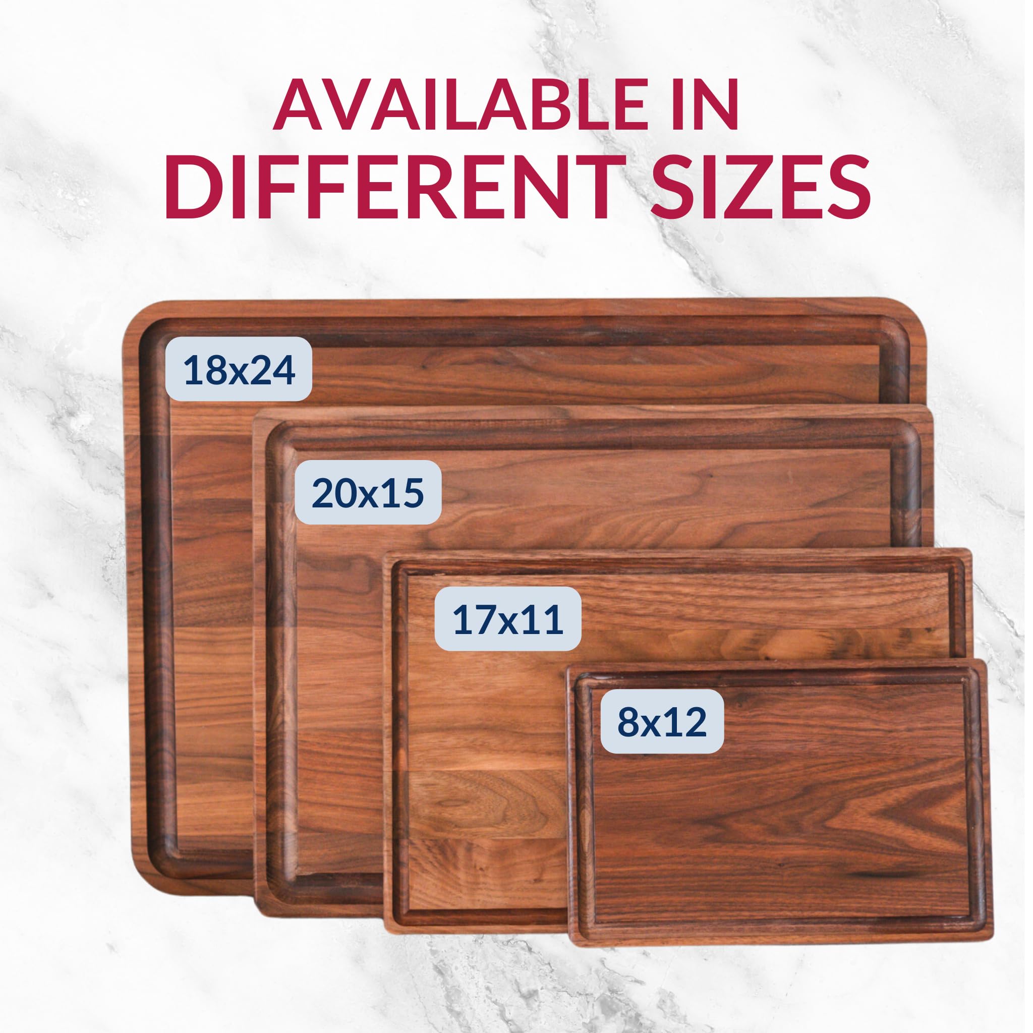 Virginia Boys Kitchens cutting board on countertop ready for use.