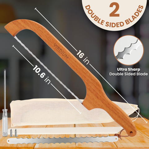 VIRDIUM 16-inch serrated blade creates clean, uniform slices for sandwiches