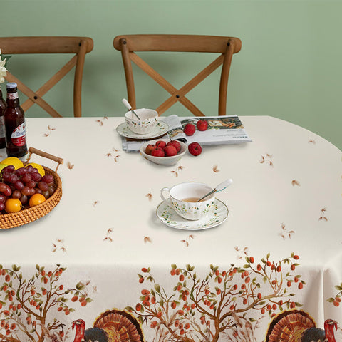 Virtumob fall tablecloth features pumpkin border for warm autumn ambiance