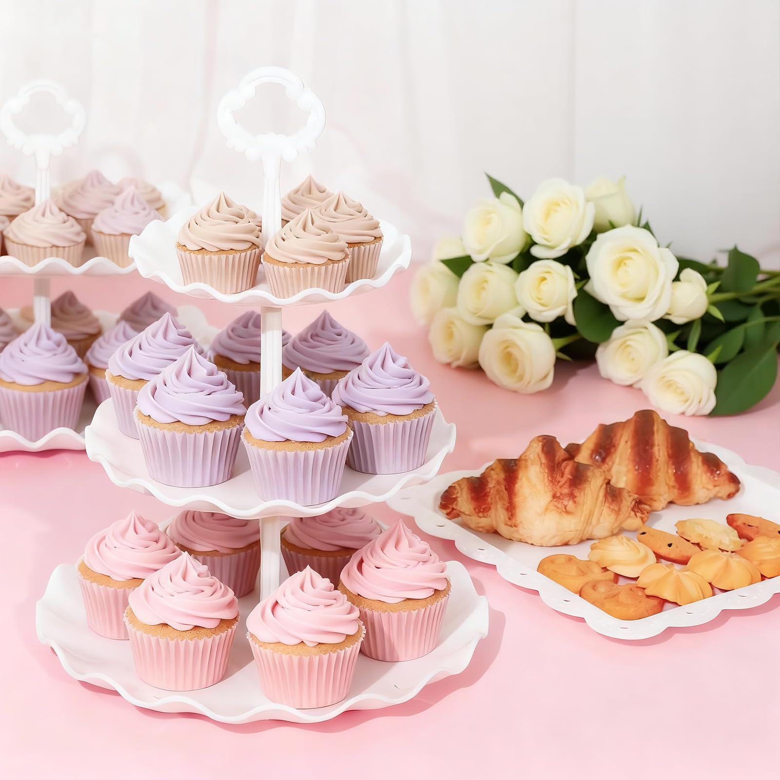 Viscoo 2-tier square cupcake stand for stylish catering