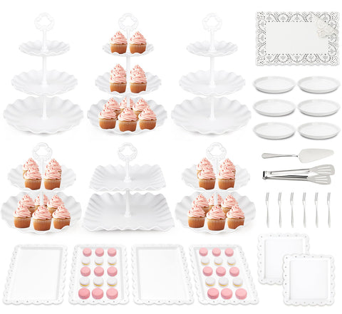 Viscoo 3-tier round cupcake stand for elegant wedding desserts