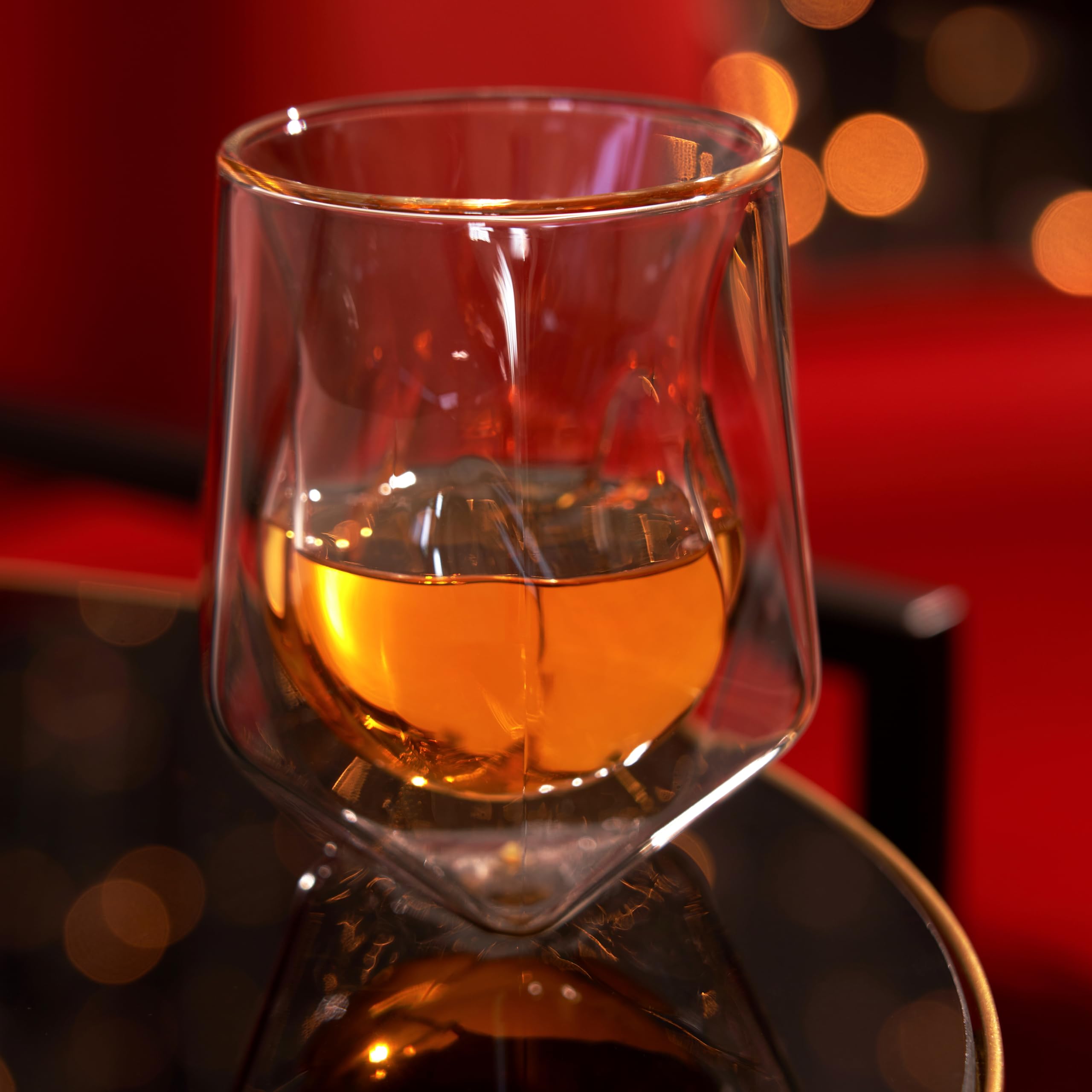 Viski Aerating Whiskey Tumbler inner tulip focuses aromas for a nuanced sip.
