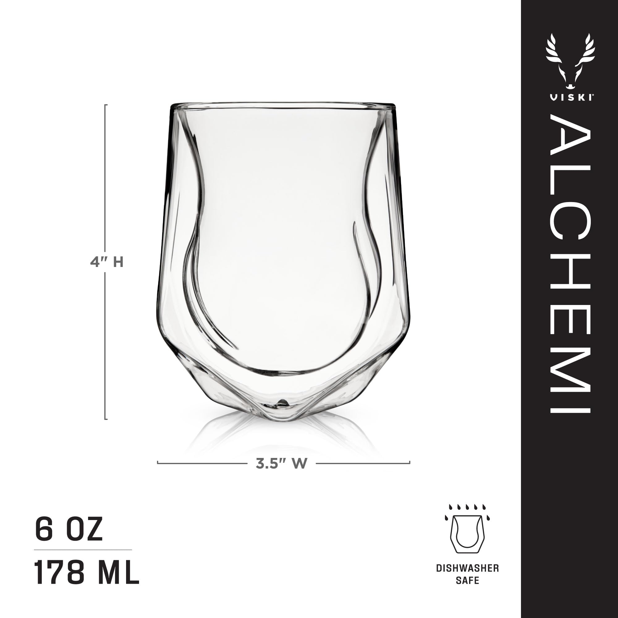 Viski Aerating Whiskey Tumbler double-wall construction keeps whiskey cooler longer.
