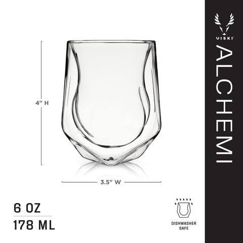 Viski Aerating Whiskey Tumbler double-wall construction keeps whiskey cooler longer.