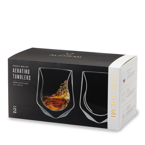 Viski aerating whiskey tumbler minimalist design fits modern kitchen or office