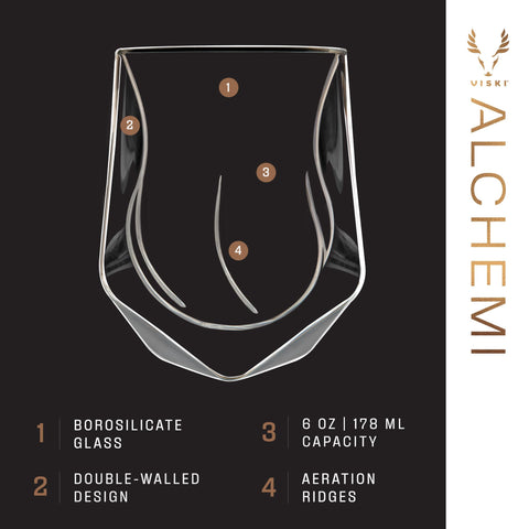 Viski Aerating Whiskey Tumbler side view demonstrates double-wall insulation for cooler sipping.