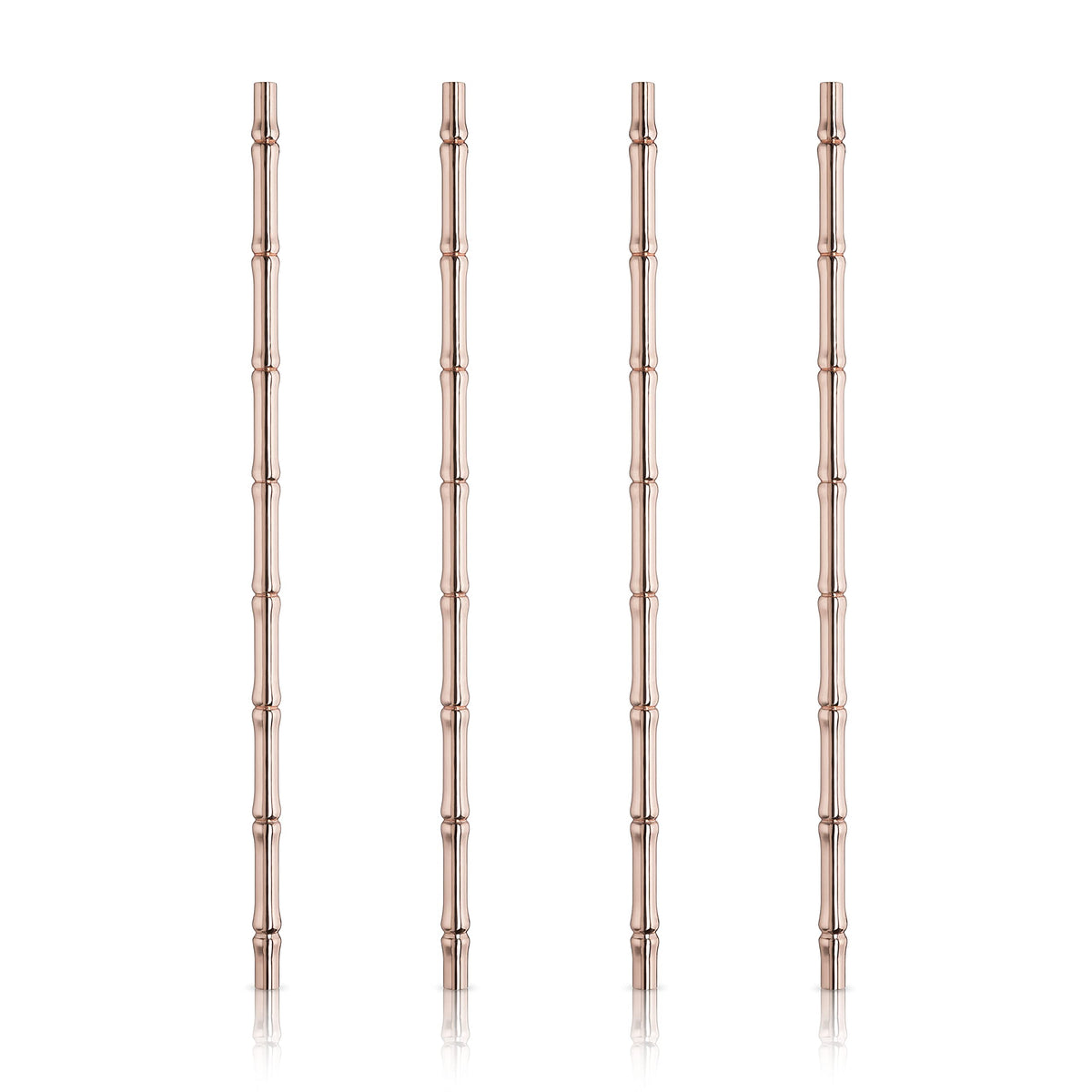 Viski bamboo copper straw set of four, stylish and reusable for eco-friendly cocktails.