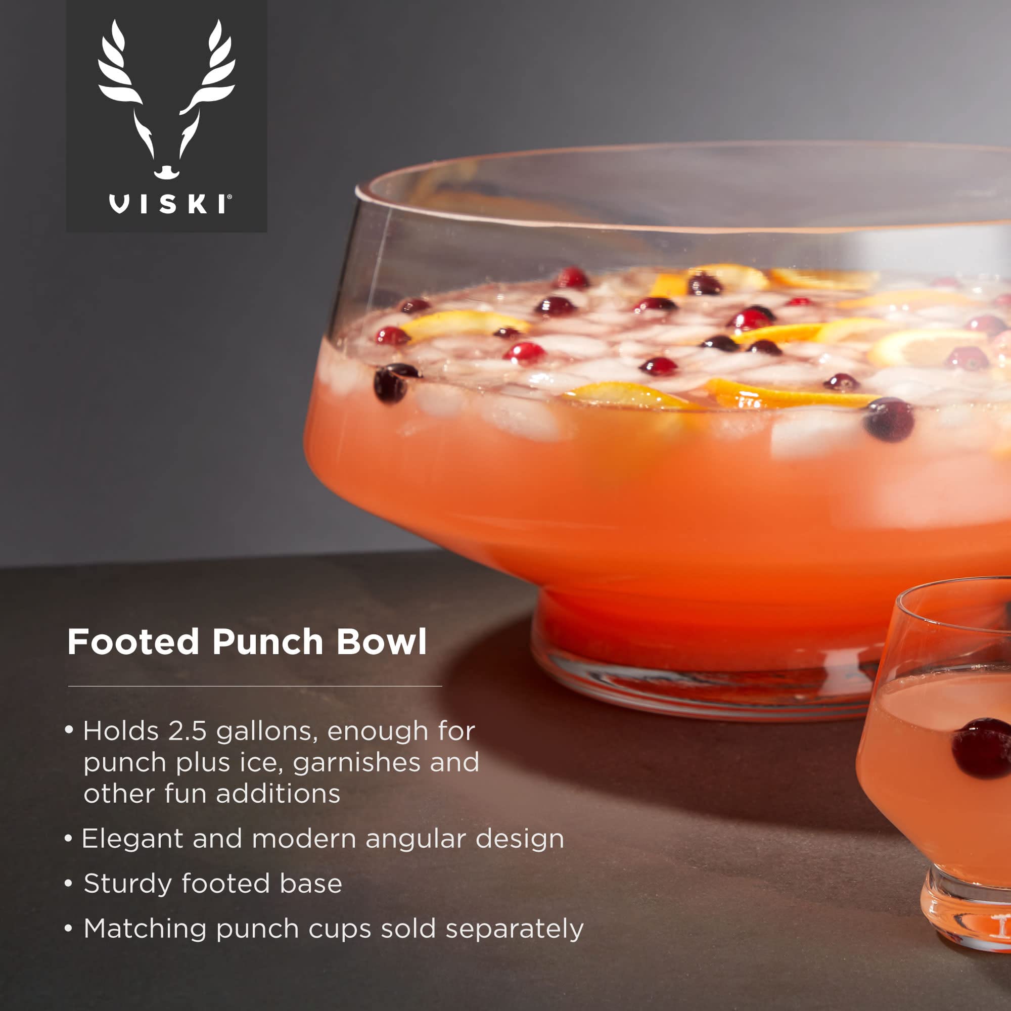 Viski punch bowl with heavy base for stable serving during celebrations