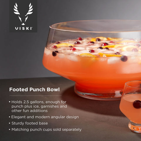 Viski punch bowl with heavy base for stable serving during celebrations