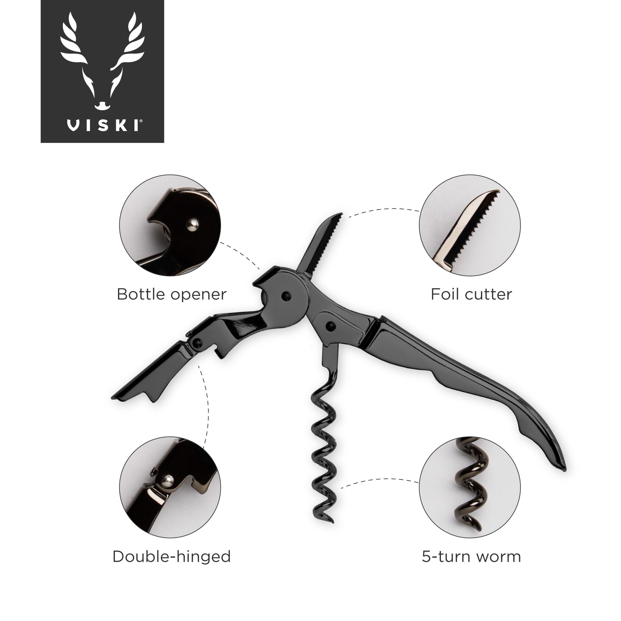 Viski Gunmetal corkscrew foil cutter for clean, precise cuts