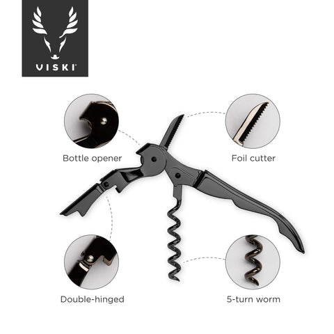 Viski Gunmetal corkscrew foil cutter for clean, precise cuts