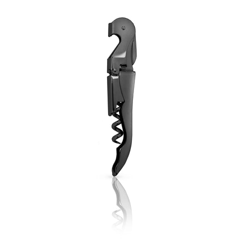 Viski Gunmetal Signature Waiters Corkscrew with double-hinged arm for easy cork removal