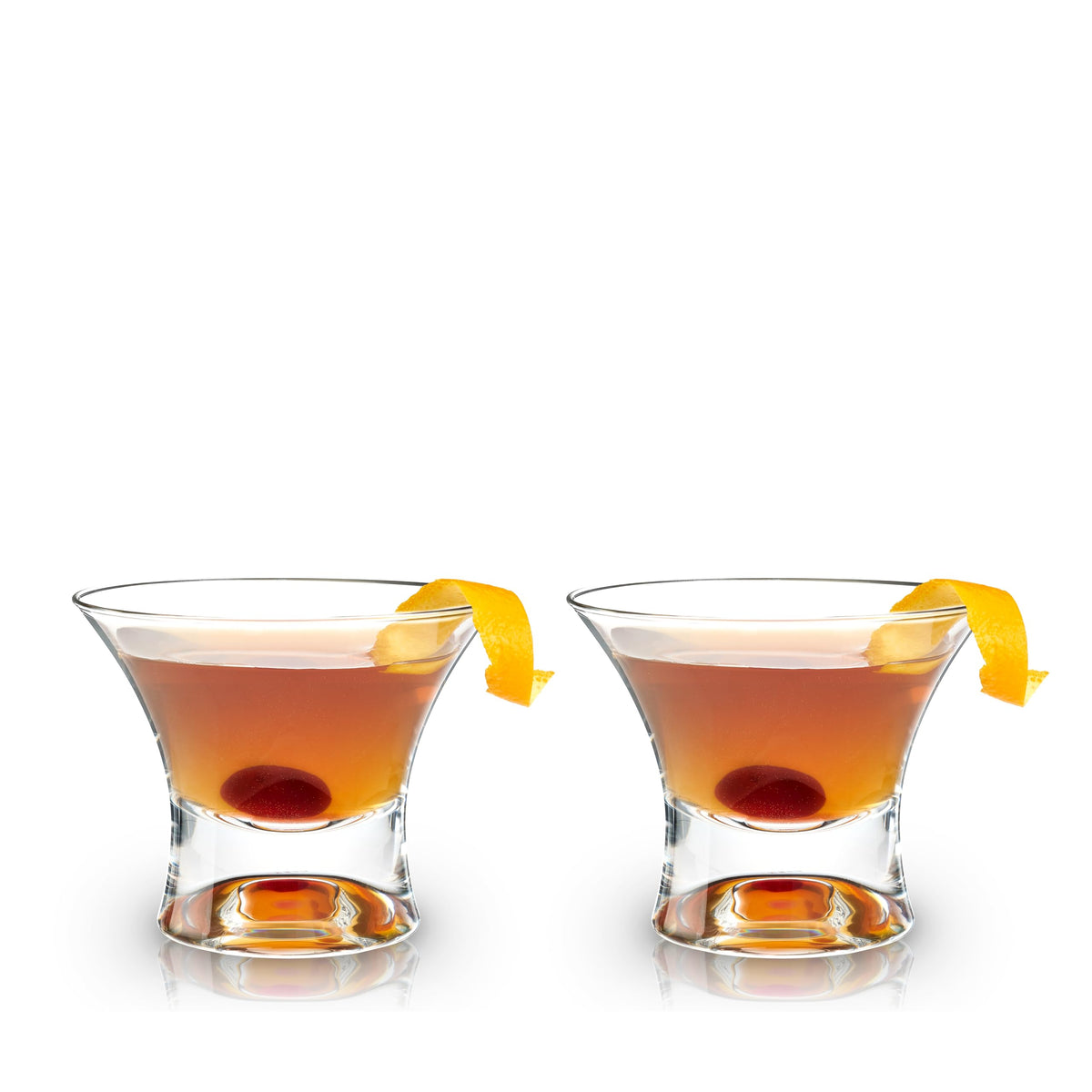 Viski heavy-base stemless Manhattan glass set of 2 for refined cocktails.