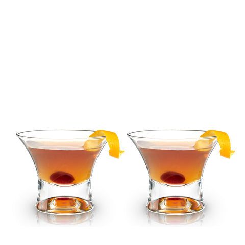 Viski heavy-base stemless Manhattan glass set of 2 for refined cocktails.