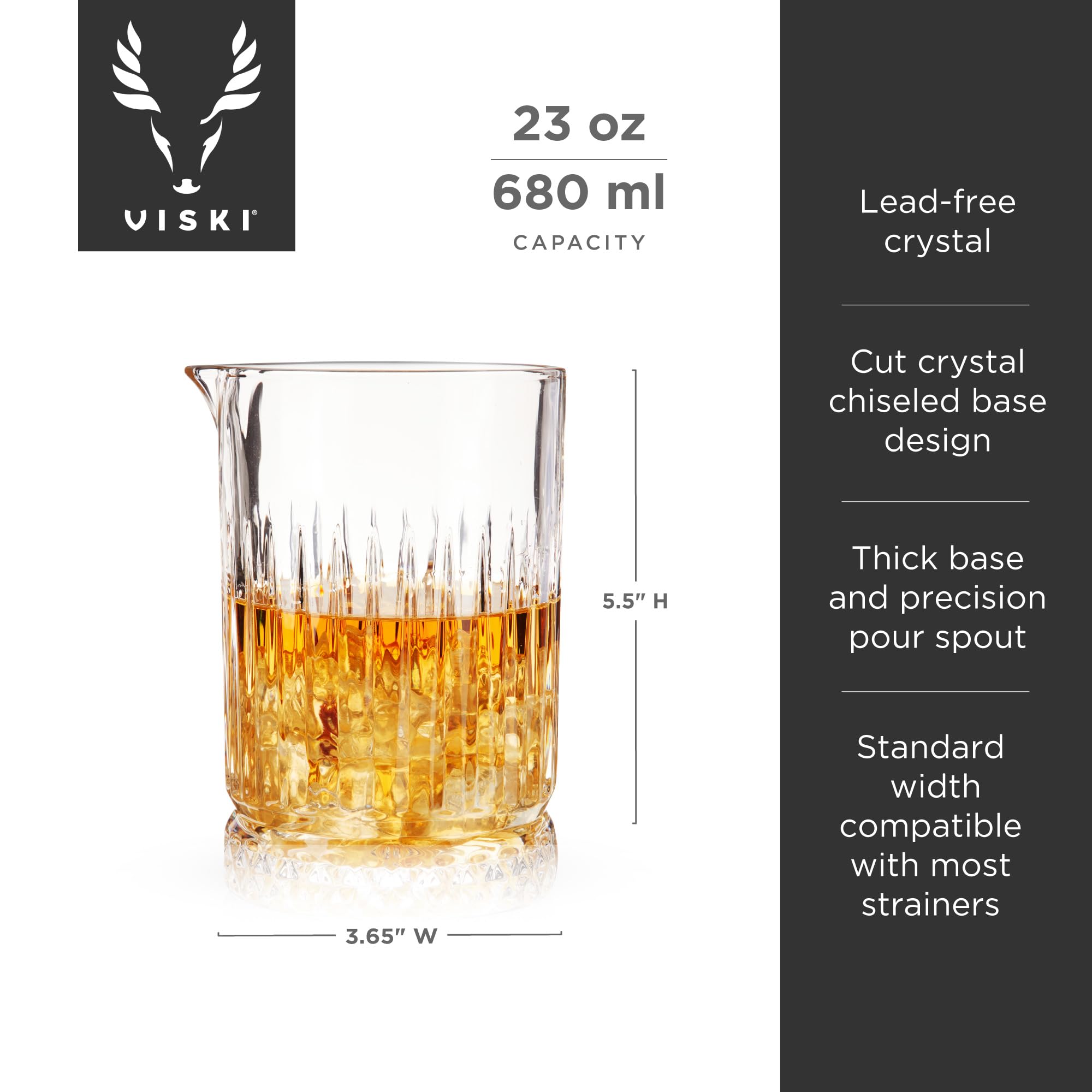Viski lead-free crystal mixer highlights ingredients and clarity during service