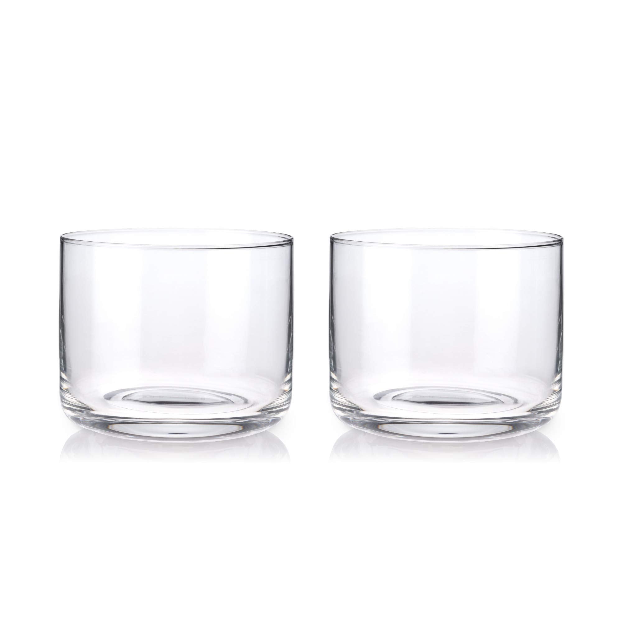 Viski Raye rocks glasses designed for lowball cocktails with space for ice.
