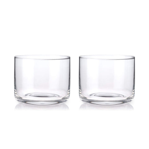 Viski Raye rocks glasses designed for lowball cocktails with space for ice.