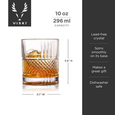 Viski Revolve lead-free crystal tumbler with clear, bright clarity.